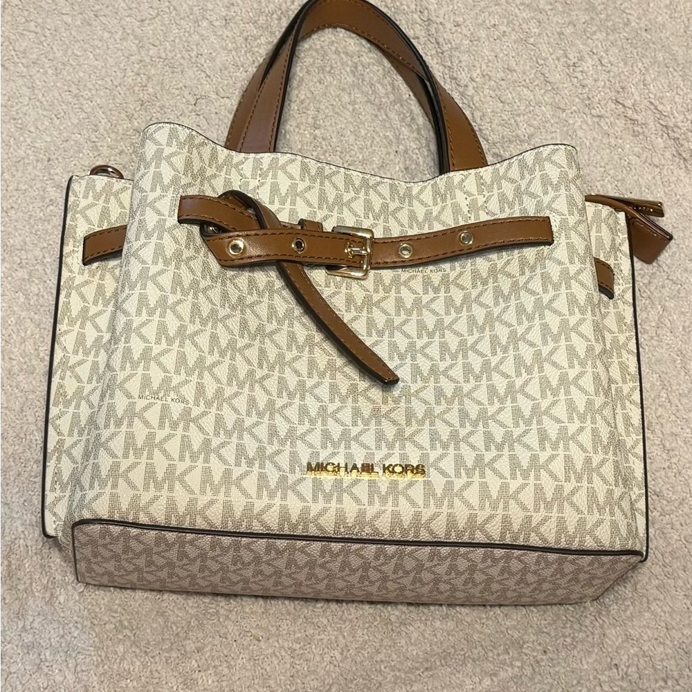 Michael Kors Emilia Small Leather Satchel w/ Shoulder Strap